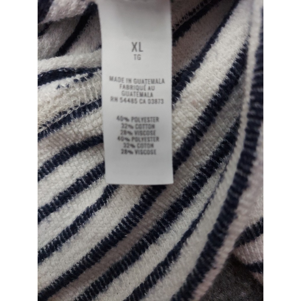 Aerie Sweater Women XL Blue White Striped Boxy Long Sleeve Rounded Neck Oversize - Picture 4 of 9